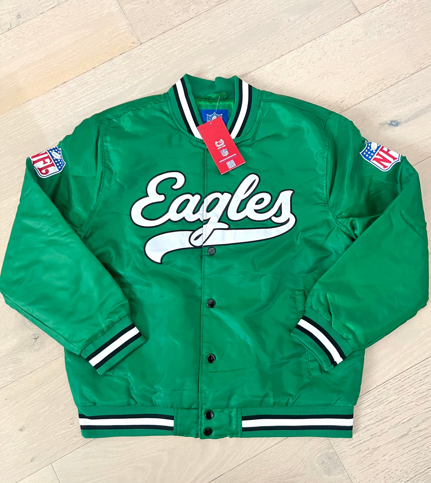 NFL Eagles satin embroidered Varsity Jacket