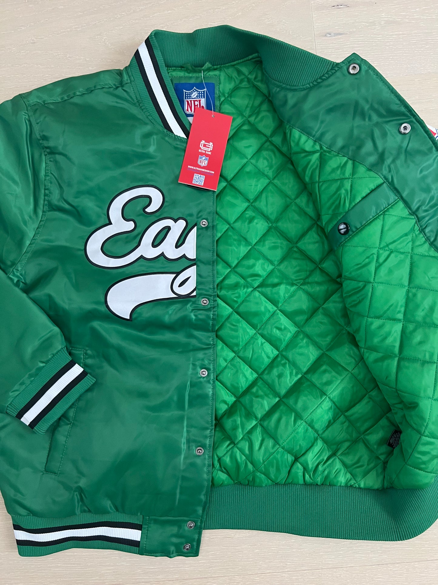 NFL Eagles satin embroidered Varsity Jacket