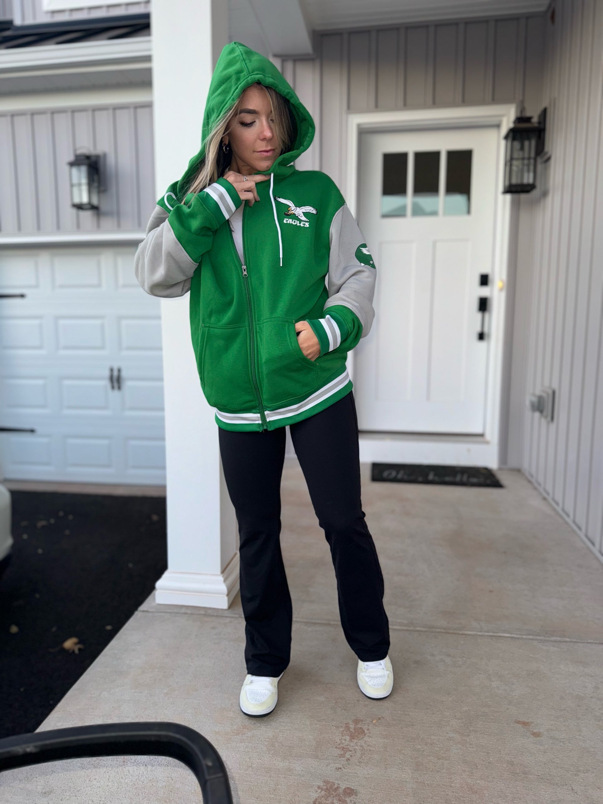 NFL Eagles Retro logo zip up hoodie Blessed in Distress Apparel