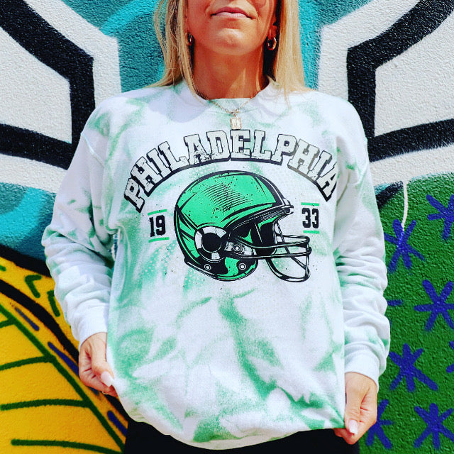 Philadelphia helmet spray dye crewneck
