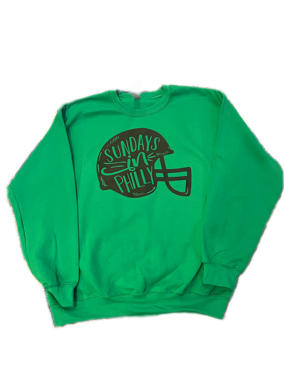 Sundays in Philly kelly green helmet crewneck