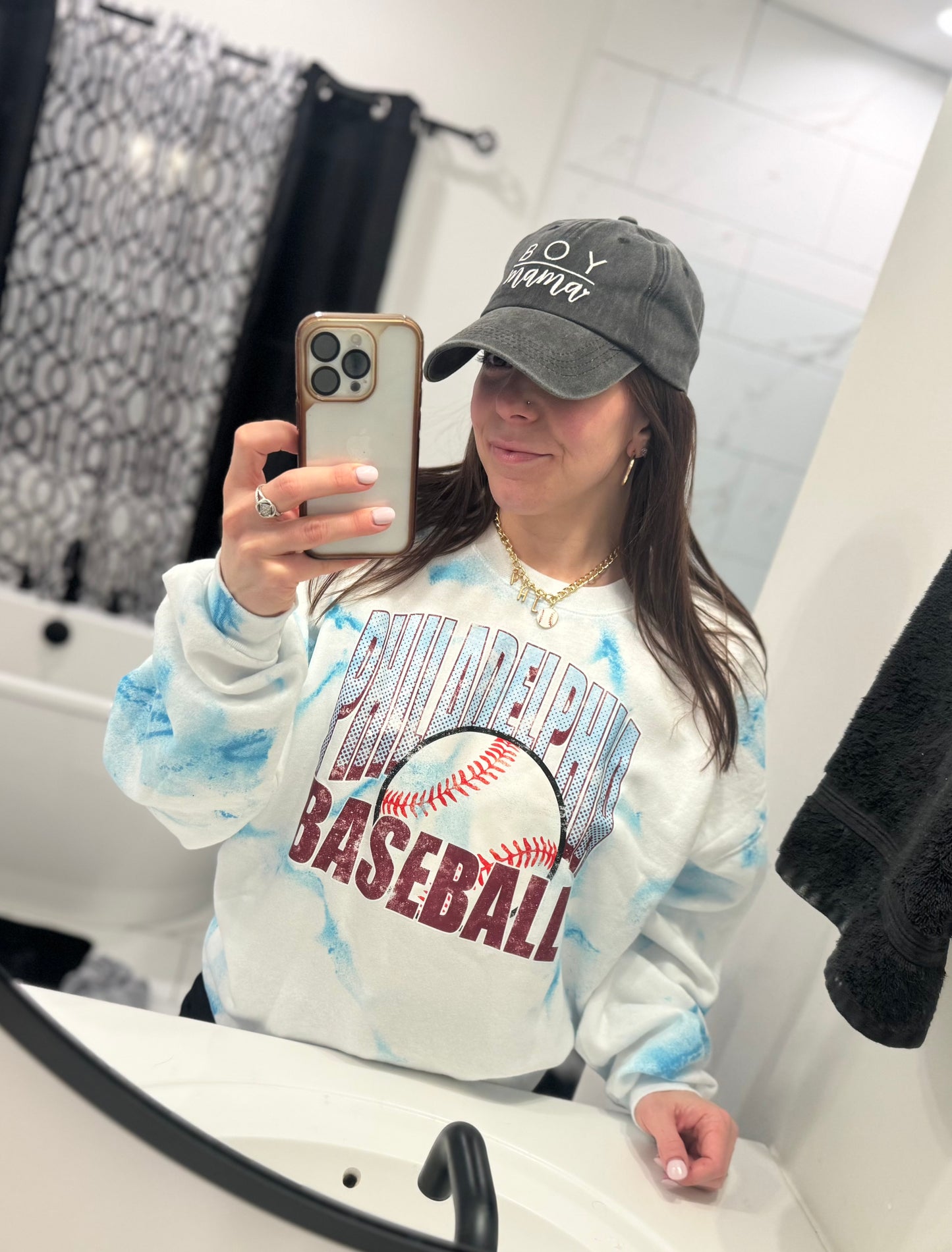 Distressed Phila Baseball spray dye