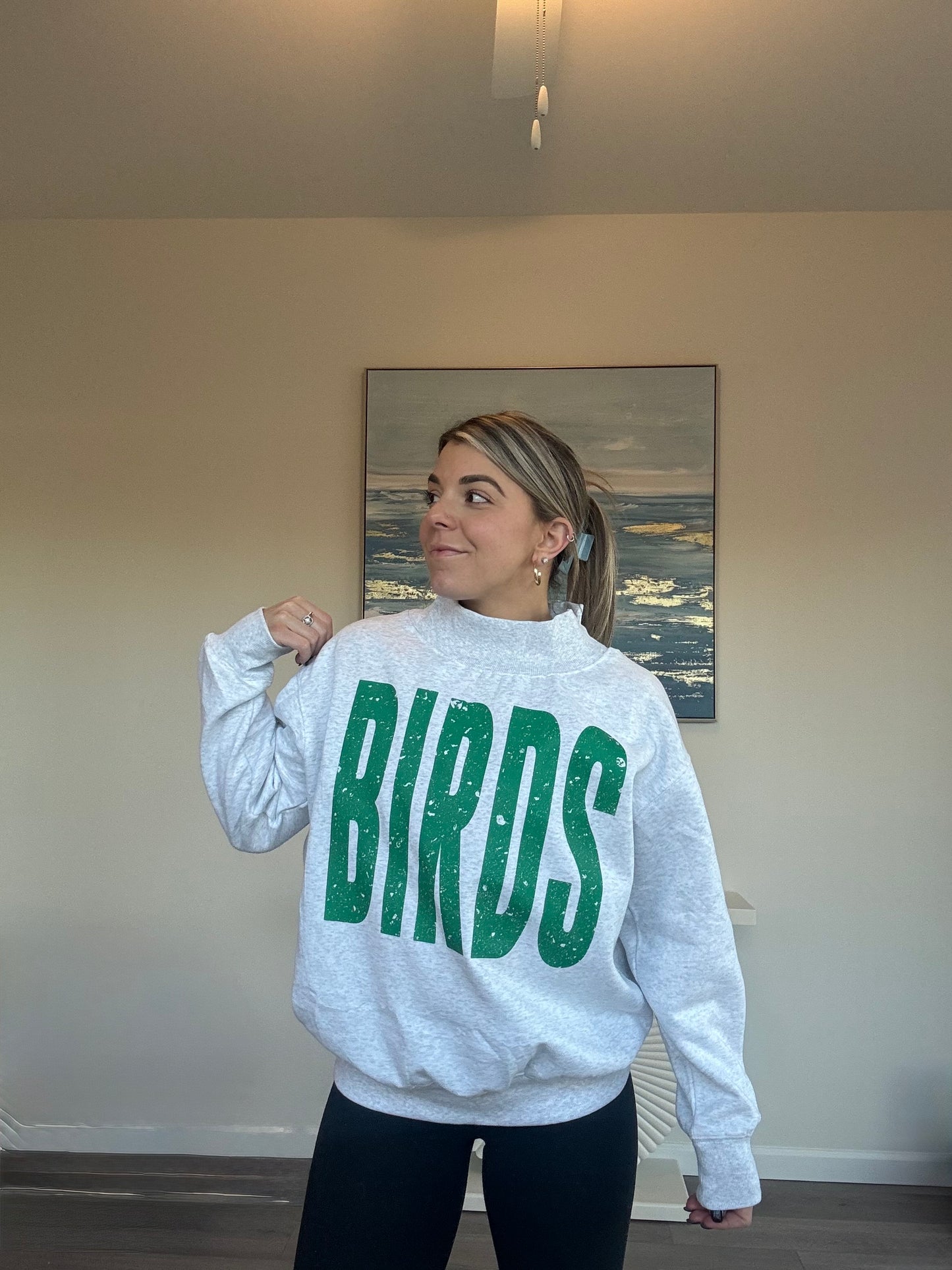 Birds Mockneck- Ash