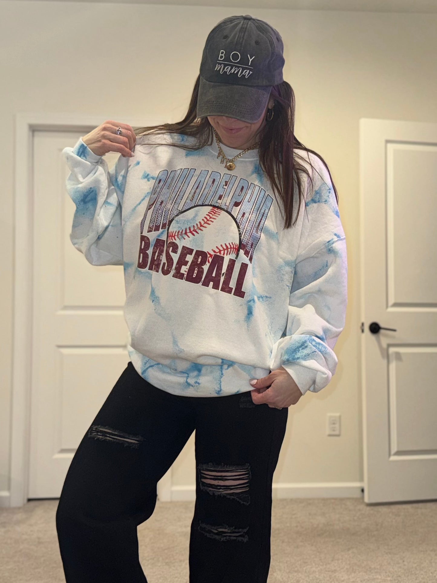 Distressed Phila Baseball spray dye