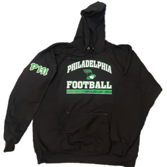 Philadelphia Football Arched- black hoodie with patch